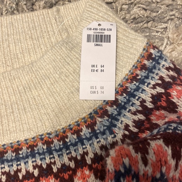 NWT Abercrombie & Fitch Off the Shoulder Fair Isle Sweater - Picture 3 of 5